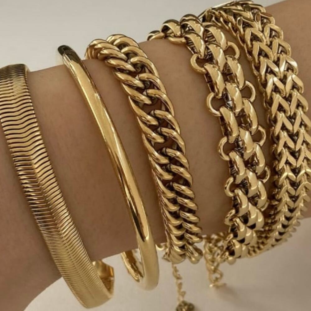Stainless Steel Snake Bone Chain Hip Hop Link Bracelet